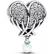 Charm Sterlingové stříbro 925 Třpytivá andělská křídla jako srdce, korálek na náramek symbol