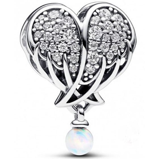 Charm Třpytivá andělská křídla jako srdce, korálek na náramek symbol