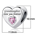 Charm Vnučka tě miluje navždy srdce, korálek na náramek rodina
