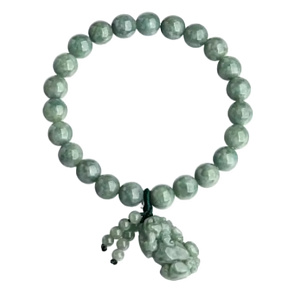 Nefrit Barmský náramek elastický z přírodního kamene jednorožec, kulička 8 mm / 16 - 17 cm, kámen klidu
