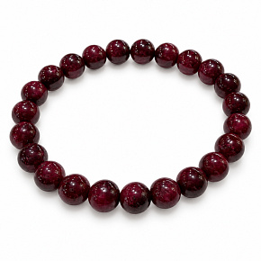 Rubínový náramek Oheň lásky – hladké kuličky 7,8–8,5 mm  / 16 - 17 cm |  AAA