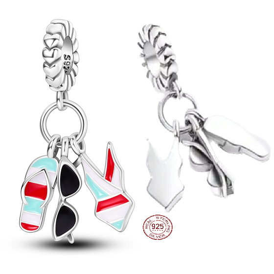 Charm Chic style - Letní zábava, brýle, plavky, žabky, 3v1 přívěsek na náramek, zájmy