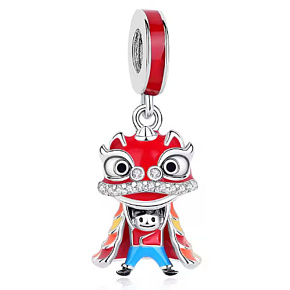 Charm Čína, dračí tanec, Dračí síla – Talisman odvahy a štěstí, přívěsek na náramek cestování
