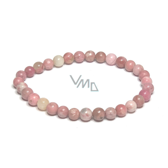 Rodonit náramek elastický přírodní kámen, kulička 6 mm / 16 - 17 cm, kámen odpuštění