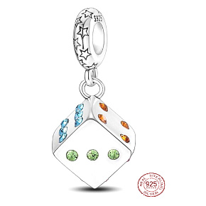 Charm Hrací kostka - kostky jsou vrženy, přívěsek na náramek symbol