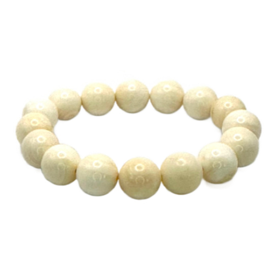 Slonovina náramek elastický z přírodní slonové kosti, kulička 12 mm / 16 - 17 cm