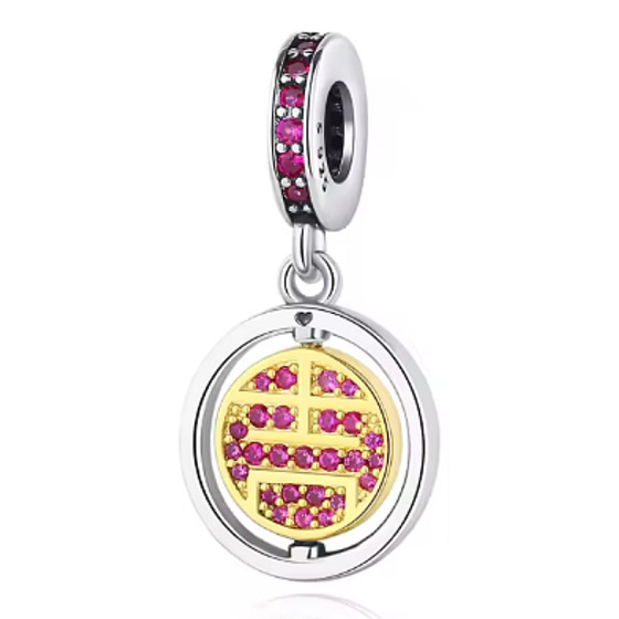 Charm Orientální Shou, dlouhověkost, zlatý kruh života, přívěsek na náramek cestování