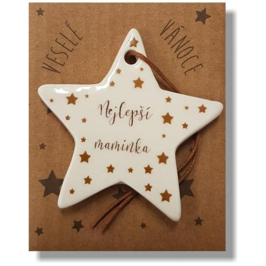 Nekupto Vánoční keramická dekorace s nápisem Nejlepší maminka 6 x 5 cm