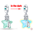Charm Sterlingové stříbro 925 Hvězdná jiskra, 2v1 zářící ve tmě luminozní přívěsek na náramek vesmír