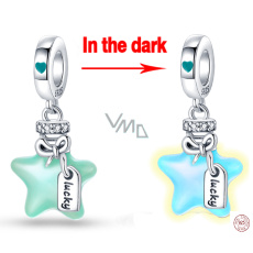 Charm Sterlingové stříbro 925 Hvězdná jiskra, 2v1 zářící ve tmě luminozní přívěsek na náramek vesmír