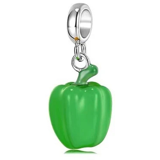 Charm Paprika zelená, barevná energie, zdraví a radost ze života přívěsek na náramek jídlo