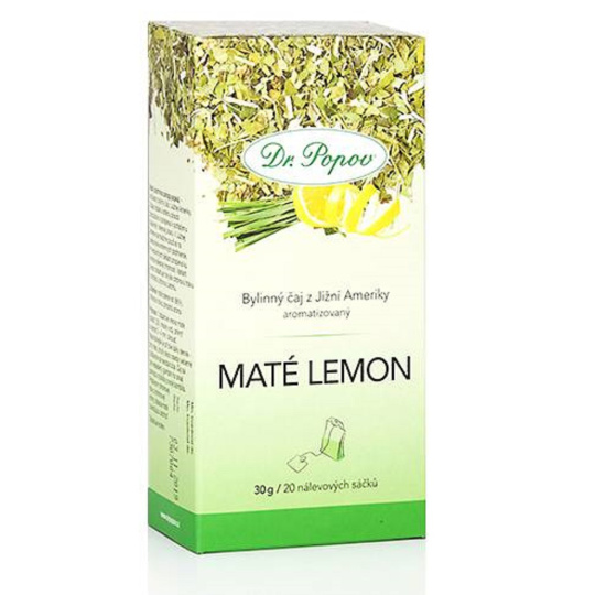 Dr. Popov Maté lemon bylinný čaj z Jižní Ameriky, aromatizovaný 30 g, 20 nálevových sáčků á 1,5 g