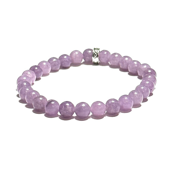 Lepidolit růžový náramek elastický přírodní kámen, kulička 6 mm / 16 - 17 cm, amulet sportovců