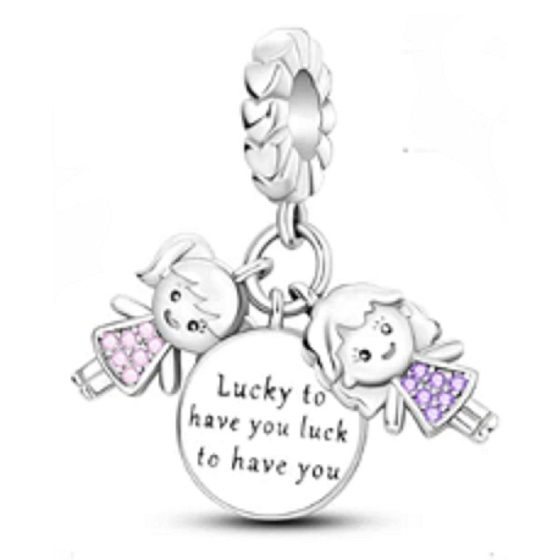 Charm Sourozenci Sestry Mám štěstí, že tě mám 3v1, přívěsek na náramek rodina