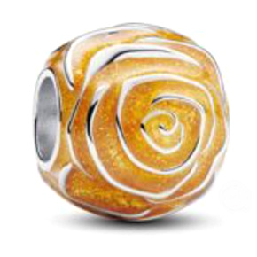 Charm Žlutá růže v květu, korálek na náramek květina