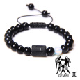 Onyx Blíženci znamení zvěrokruhu, náramek přírodní kámen, kulička 8mm/ nastavitelná velikost, kámen životní síly