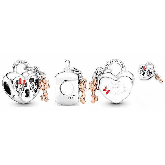 Charm Disney Mickey Mouse a Minnie Mouse, Visací zámek - věčná láska, korálek na náramek, láska