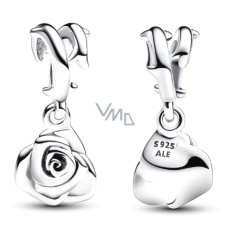 Charm Sterlingové stříbro 925 Růže v květu, přívěsek na náramek květina