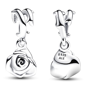 Charm Růže v květu, přívěsek na náramek květina