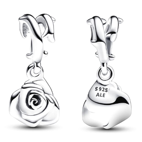 Charm Růže v květu, přívěsek na náramek květina