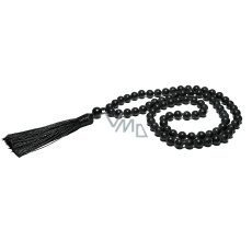 Onyx náhrdelník 80 + 1 kuliček matný meditační šperk, přírodní kámen, vázaný střapec, korálek 8 mm