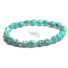 Tyrkenit Lebka ručně vyřezaná náramek elastický přírodní kámen 8 mm / 16 - 17 cm, kámen mladých lidí, hledá životní cíl