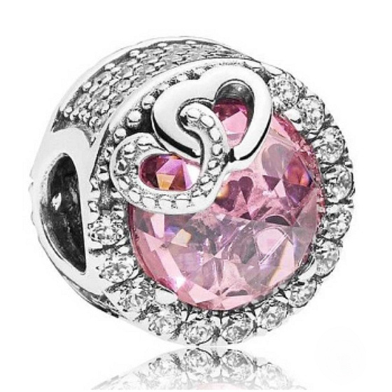 Zářivé srdce, stříbrný 925 korálek na náramek 