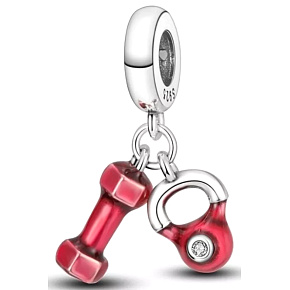 Charm Cvičební závaží - činka a kettle 2v1, přívěsek na náramek sport