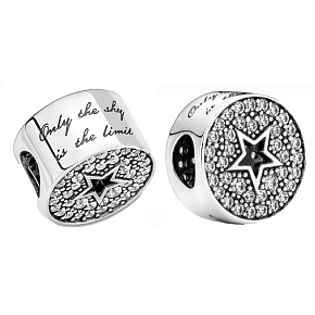 Charm Blahopřání s hvězdou, stopper, klipový korálek na náramek výročí