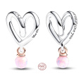 Zawieszka ze srebra próby 925 Dwu kolorowe opakowane serce dla mamy, element do bransoletki rodzina