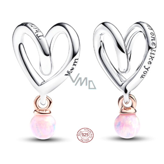 Zawieszka ze srebra próby 925 Dwu kolorowe opakowane serce dla mamy, element do bransoletki rodzina Zawieszka ze srebra próby 925 Dwu kolorowe opakowane serce dla mamy, element do bransoletki rodzina