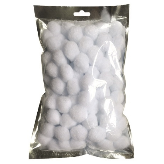 Kuličky plyšové bílé 2 cm 100 kusů v sáčku