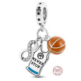 Charm Sterlingové stříbro 925 Basketbal - nekonečná láska 3v1, přívěsek na náramek sport