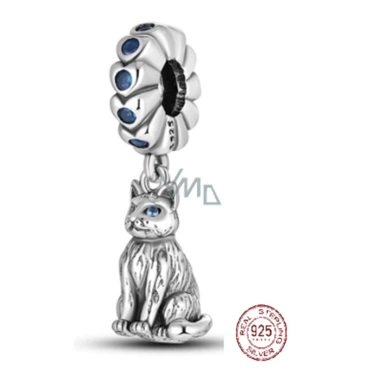 Charm Sterlingové stříbro 925 Kočka s krásnýma modrýma očima, přívěsek na náramek zvíře Charm Sterlingové stříbro 925 Kočka s krásnýma modrýma očima, přívěsek na náramek zvíře