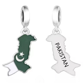 Charm Pákistán vlajka - houpající se mapa, přívěsek na náramek cestování