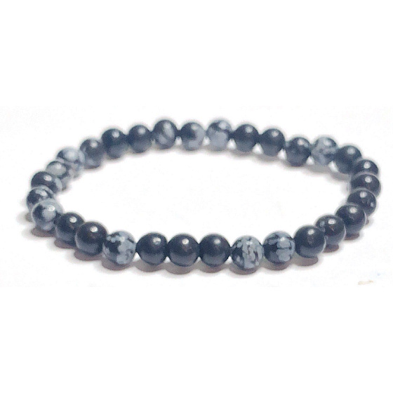 Obsidian vločkový náramek elastický přírodní kámen záchrany