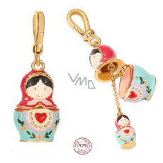 Charm Sterlingové stříbro 925 Matrjoška 2v1, přívěsek na náramek symbol Charm Sterlingové stříbro 925 Matrjoška 2v1, přívěsek na náramek symbol