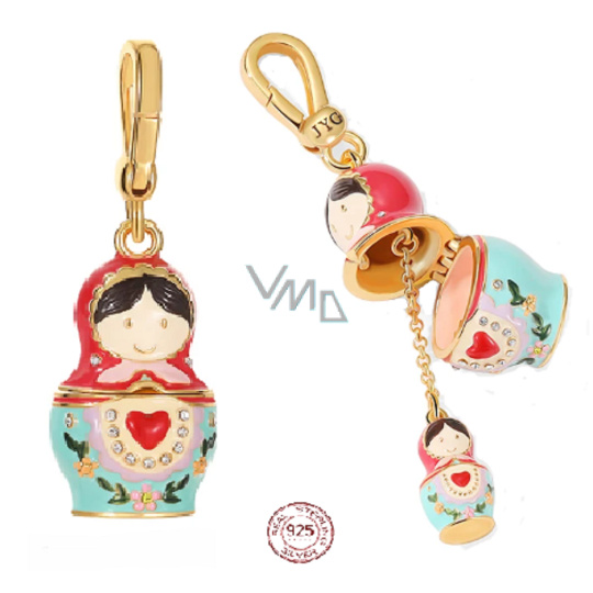 Charm Sterlingové stříbro 925 Matrjoška 2v1, přívěsek na náramek symbol Charm Sterlingové stříbro 925 Matrjoška 2v1, přívěsek na náramek symbol