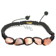 Sluneční kámen náramek přírodní kámen, ručně pletený, nastavitelná velikost, ukrývá sílu Slunce a ohně