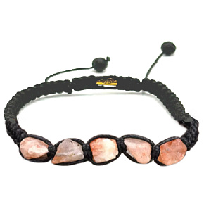 Sluneční kámen náramek přírodní kámen, ručně pletený, nastavitelná velikost, ukrývá sílu Slunce a ohně