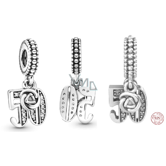 Charm Sterlingové stříbro 925 50 let lásky, 2v1 přívěsek na náramek výročí Charm Sterlingové stříbro 925 50 let lásky, 2v1 přívěsek na náramek výročí