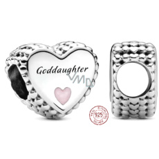 Charm Sterlingové stříbro 925 Srdce amulet ke křtinám - kmotřenka, korálek na náramek rodina Charm Sterlingové stříbro 925 Srdce amulet ke křtinám - kmotřenka, korálek na náramek rodina