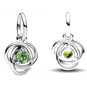 Charm Kruh věčnosti Zelený světlý, srpen, přívěsek na náramek symbol