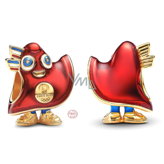 Charm Sterlingové stříbro 925 Paříž 2v1 2024 Olympiáda Maskot, korálek na náramek sport Charm Sterlingové stříbro 925 Paříž 2v1 2024 Olympiáda Maskot, korálek na náramek sport