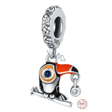 Charm Sterlingové stříbro 925 Tukan přívěsek na náramek zvíře Charm Sterlingové stříbro 925 Tukan přívěsek na náramek zvíře