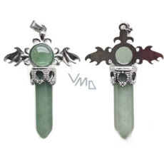 Chalcedon zelený kříž ze slitiny a přírodního kamene 5,3 x 3,7 x 12 mm, kámen lásky a radosti