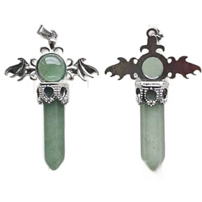 Chalcedon zelený kříž ze slitiny a přírodního kamene 5,3 x 3,7 x 12 mm, kámen lásky a radosti