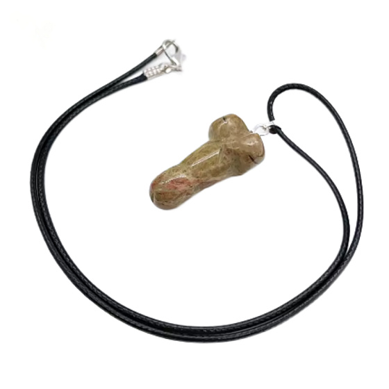 Unakitový amulet ve tvaru penisu, přívěsek z přírodního kamene, ručně broušený, 3 cm, symbol plodnosti a kámen osobního růstu a vizí