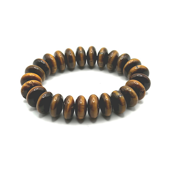 Tygří oko náramek elastický z přírodního kamene, donut 1,5 cm / 16 - 17 cm, kámen slunce a země, přináší štěstí a bohatství