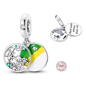 Charm Tvrdá práce se vždy vyplatí, králík a želva, přívěsek na náramek zvíře